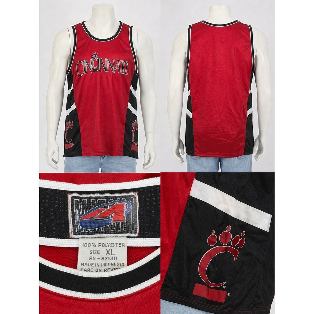 Vintage Cincinnati Bearcats Match 1‎ Basketball Jersey Red Black Mens XL NCAA